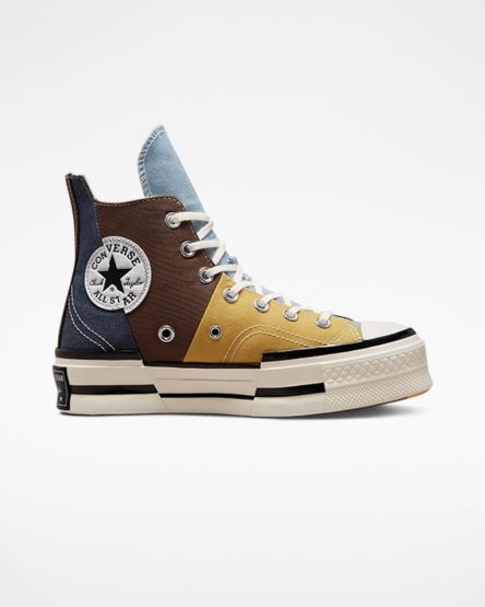 Pánské Boty Vysoké Converse Chuck 70 Plus Materiál Mashup Hnědé Tmavě Blankyt | CZ IWRX17